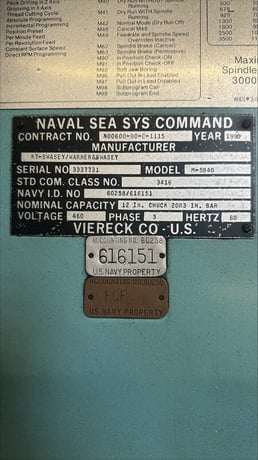 Warner & Swasey #M-5940, 12" chuck, Fanuc 10T, 3.5" hole, 1990 - Image 2