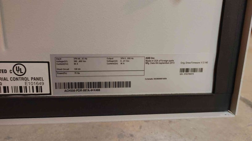 75 HP ABB, ACH550-PDR-097A-4+K466, Control VFD, 3 Phase, 96 Amps, 480 VAC - Image 5
