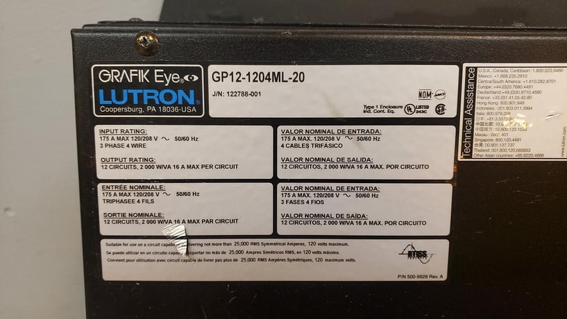 175 Amp. Grafik Eye, GP12-1204ML-20, Lighting Control Panel, (13) Breakers, 3 Phase, 4-Wire, 120/208 Volts - Image 5