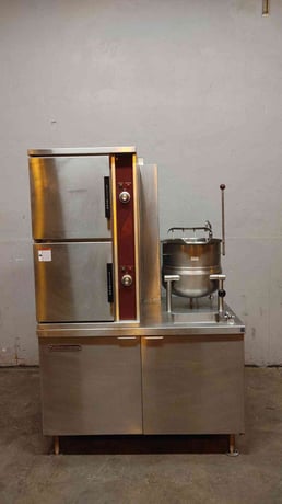 Crown Steam #GCX-10S-10, Convection Steamer - Cabinet, Natural Gas type, (10) Pans, (1) Kettle, 120 V - Image 1