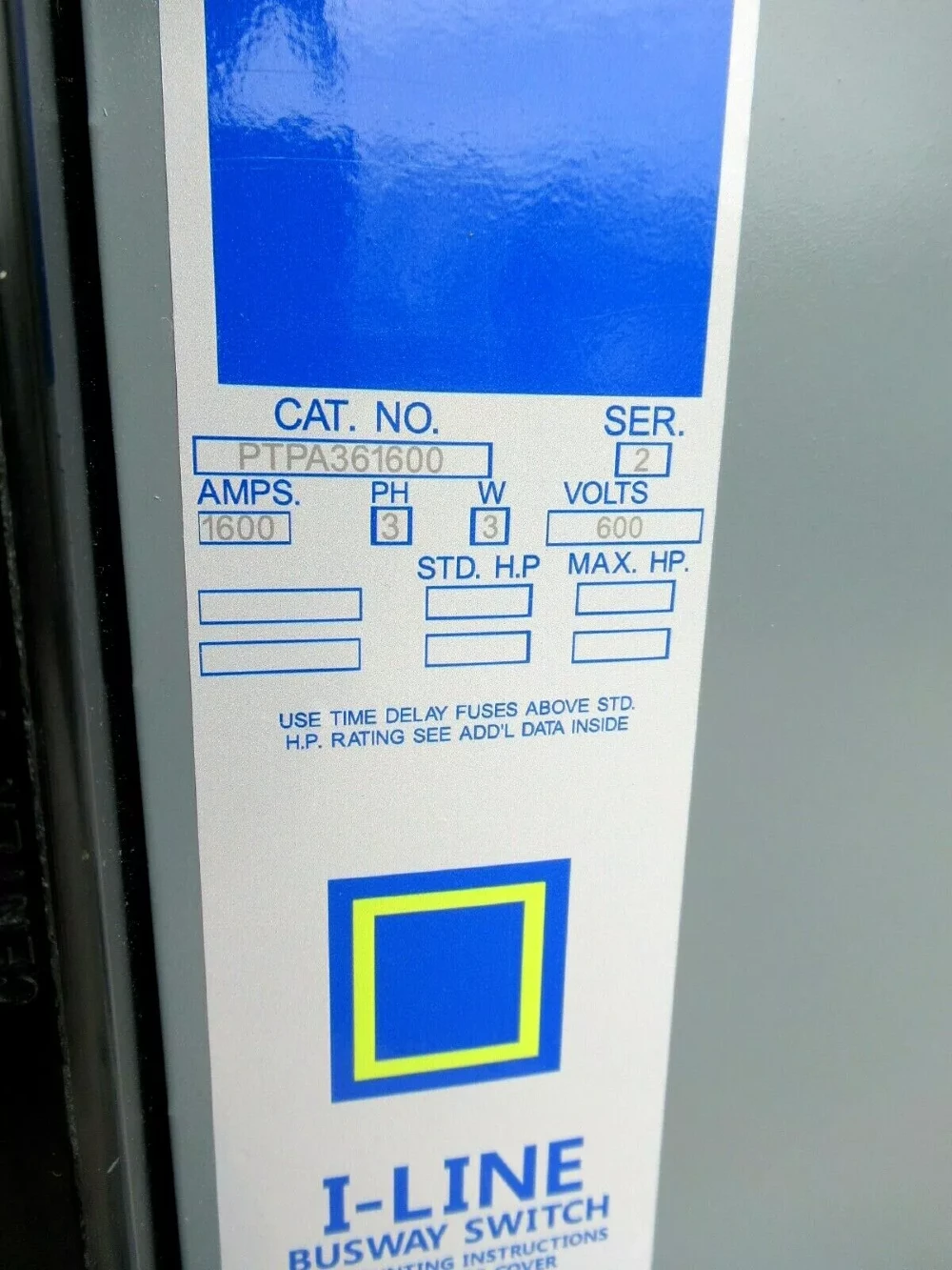1600 Amps, Square D, PTPA361600, bus plug, 1600 amp PAF breaker, 600 Volts, 3P3W, reconditioned - Image 2