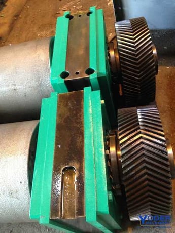 Memco, embossing roll, 18" dia., 30" face, bearing chocks, bearings, drive gears, #51151 - Image 5