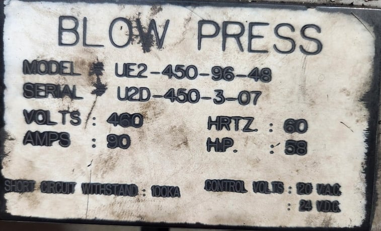 450 Ton, Blow #UE2-450-96-48, 10" stroke, 20" Shut Height, 8" adj, 30-60 SPM, 96" x 48" bolster, Straight - Image 10