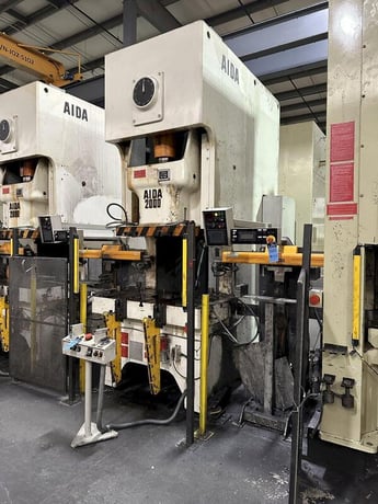 220 Ton, Aida #NC1-2000(2), single crank gap frame press, 9.84" stroke, 17.72"Shut Height, 4.33"adj., 25-50 - Image 3