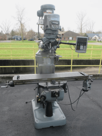 Bridgeport, vertical mill, 9" x48" table, 2/3 HP, Newall digital read out, Servo feed, Kurt vise - Image 1
