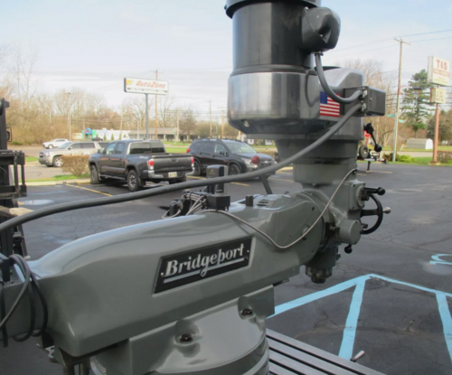 Bridgeport, vertical mill, 9" x48" table, 2/3 HP, Newall digital read out, Servo feed, Kurt vise - Image 5