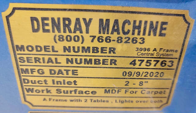 Denray #3096-A-Frame-Central-System, dual-sided downdraft table, 2-8" inlet, 2020 (2 available) - Image 6