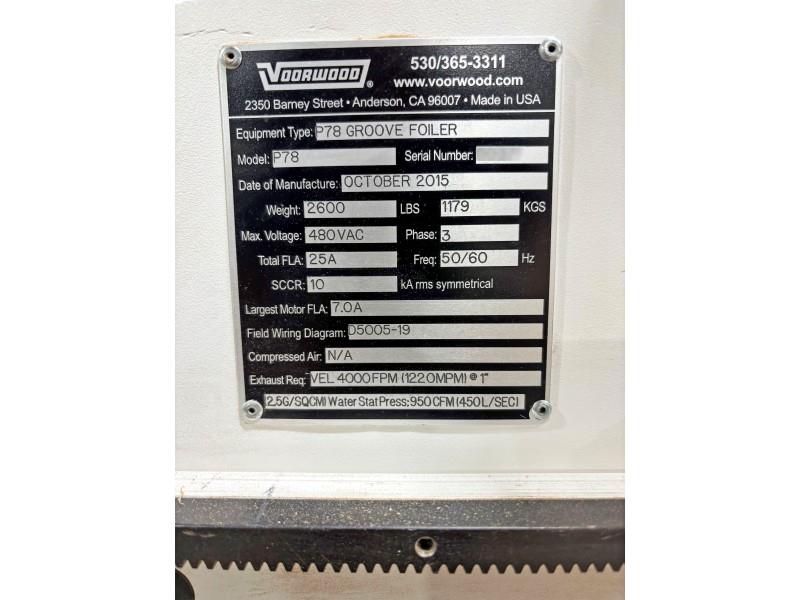Voorwood #P-78, Groove Foiler, 0.5"-1.75" Part thickness, 4"-48" Part width, 0.375" Cut depth, 2015 - Image 8