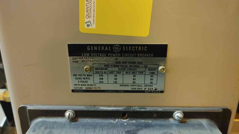 4000 Amp. GE, AKK-8D-100-1, 4 KA, Low Voltage Breaker, Micro VersaTrip (2 available) - Image 3