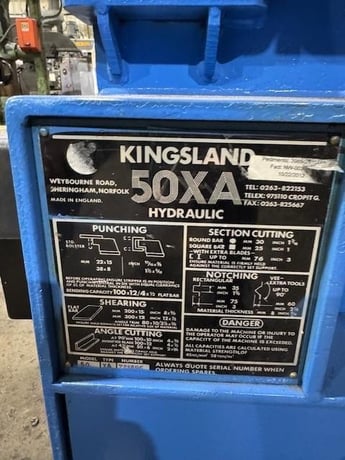 Kingsland #50XA, Ironworker, 50 ton, 7" throat, 4" angle, 4 HP, S/N 788896, 50XA - Image 6