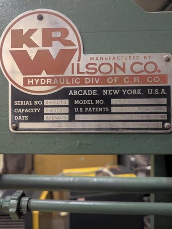 60 Ton, Wilson K.r. #37G, H-frame Press, S/N A-3170, 1965, 37G - Image 9