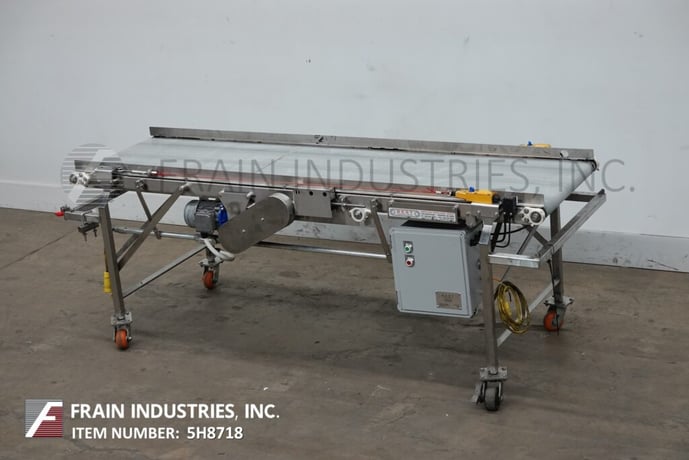 22-3/4" wide x 8' long, Best Industrial, Stainless Steel Belt Conveyor, 34" infeed height, variable speed - Image 1