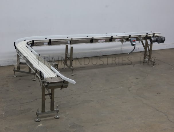 Span Tech #90°, Conveyor Table Top, Stainless Steel flexlink curved, 93" into curve, 172" out, 3/4 HP - Image 1