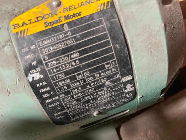 5 HP 1750 RPM Baldor EJMM3218T-G, Frame 184JM, OPSB, 208-230/460 Volts - Image 2