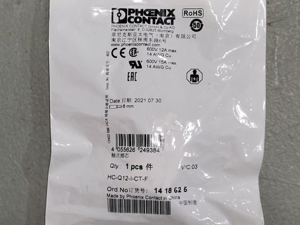 Phoenix Contact #HC-Q12-I-CT-F, 10 amp, 400 Volts, 6 Kv, new surplus, box of 407 - Image 2