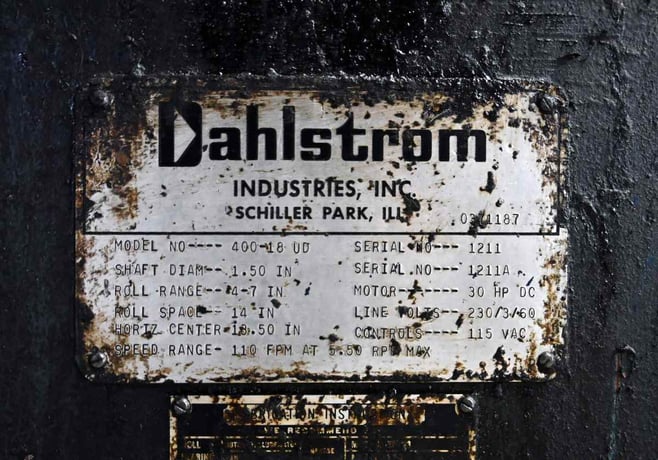 24 Stand, Dahlstrom #400-18UD/400-6UD, rollformer, 1-1/2" shaft diameter, 14" roll space, 13.5" horizontal - Image 10