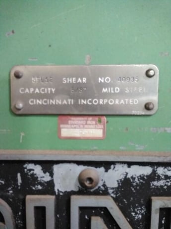 5/8" x 12' Cincinnati #5FL12, hydraulic shear, 18" throat, 1976 - Image 3