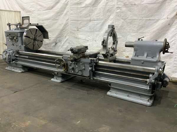 38" x 132" Lehmann, engine lathe, 4-jaw 30" chuck, 20 HP, coolant with chip pans, taper attachment - Image 1