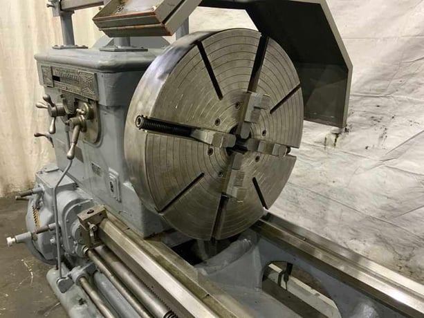 38" x 132" Lehmann, engine lathe, 4-jaw 30" chuck, 20 HP, coolant with chip pans, taper attachment - Image 7