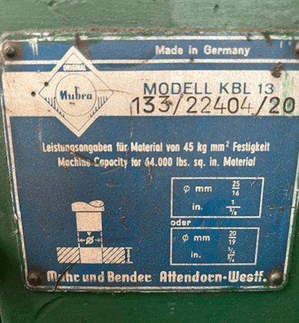 Mubea #KBL-13, 50 ton, 42mm round bars capacity, 38mm square, 75x10mm angles, coper/notcher, electric foot - Image 4