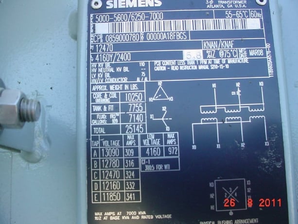 5000 KVA 12470 Delta Primary, 4160Y/2400 Secondary, Siemens, new unit - Image 1