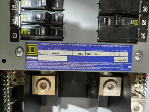 400 Amp. Square D, NQ30L4C, NQ Panelboard, 480 Volts AC 48 VDC 1 Phase 3 Wire 30 Space 3R - Image 3
