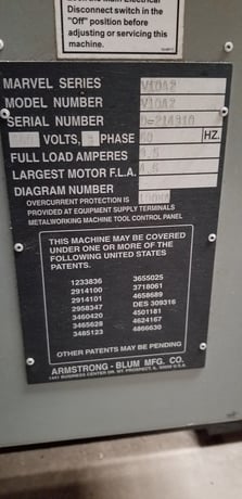 10" x 10" Marvel #V10A2, vertical tilt frame automatic feed band saw, 3 HP - Image 4