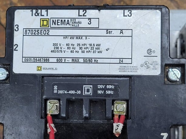 Square D, 8702SE02, Reversing Contactor, 600VAC, Series A Size 3 Coil 110/120V SEO2 - Image 3