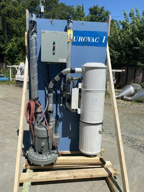388 CFM, Eurovac #SYS-030-301, industrial central vacuum system, 10 HP, 18" diameter cyclone separator, 10" - Image 1