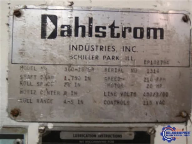 18 Stand, Dahlstrom #360-18-OB, 26" roll space, 1.75" shaft, Pendant Control, 1998, #1490 - Image 10