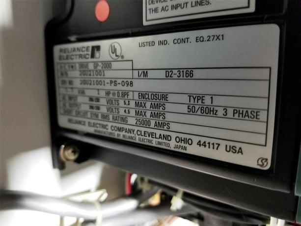 1 HP Allen-Bradley #GP-2000, Variable Speed Drive, Mounted on 24" x 36" Portable Cart, 2.1 kVA, 5.3 Amps, 230 - Image 8