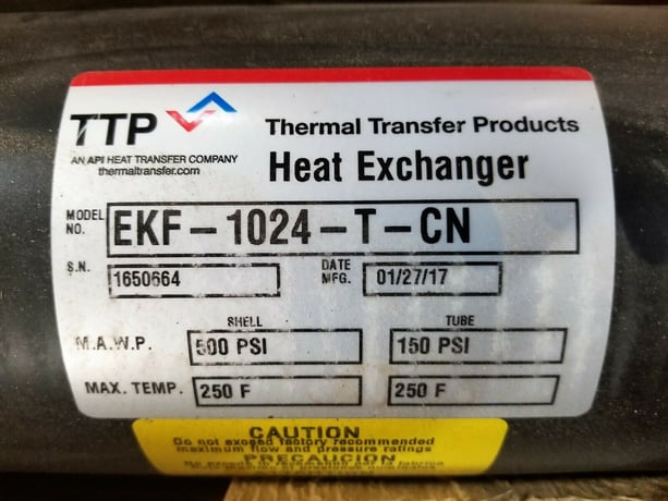 500 psig shell, 150 psi tubes, Thermal Transfer Products, Shell & Tube Heat Exchanger, 2-Pass, 5" diameter x - Image 9