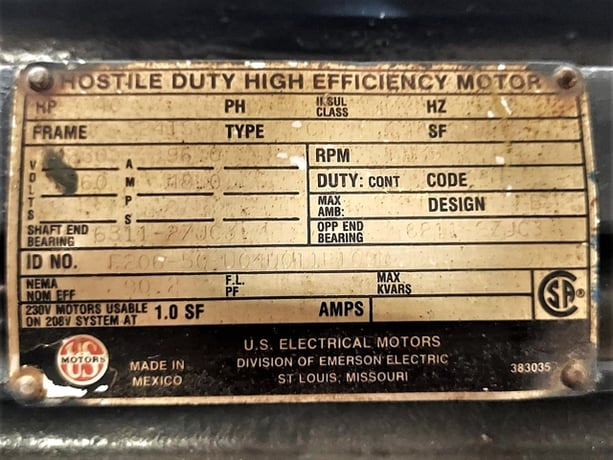 40 HP 3535 RPM High Efficiency Hostile Motor, Frame 324TS, 3 Phase, 60 Hz, 96/48 Amps, 230/460 V - Image 2