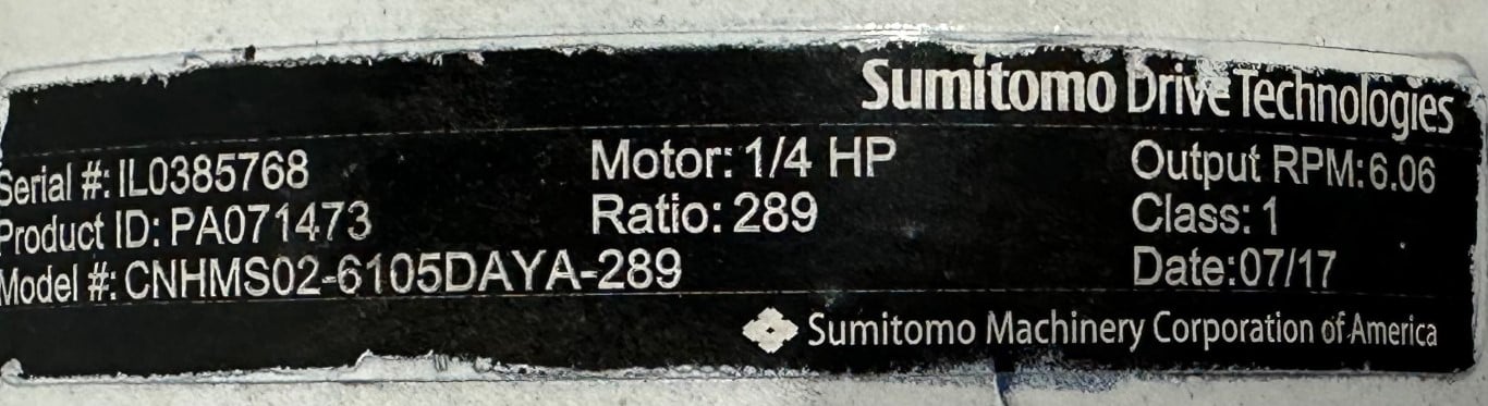 .25 HP 1730 RPM Sumitomo #CNHMS02-6105DAYA-289, Inline Gear Motor Reducer, 289:1 Ratio, 3 Phase, 6.06 Out - Image 3