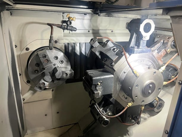 Muratec #MW-120, twin spindle CNC lathe, Fanuc Control, 11.6" swing, 13.39" cc, 3-jaw 8" chucks, 2018 - Image 7