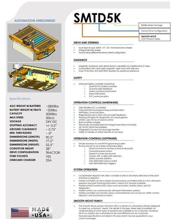 AGV System #SMTD5K, 500 lb. capacity, 28" conveyor height, 10" wheel diameter, Allen Bradley PLC controls - Image 6