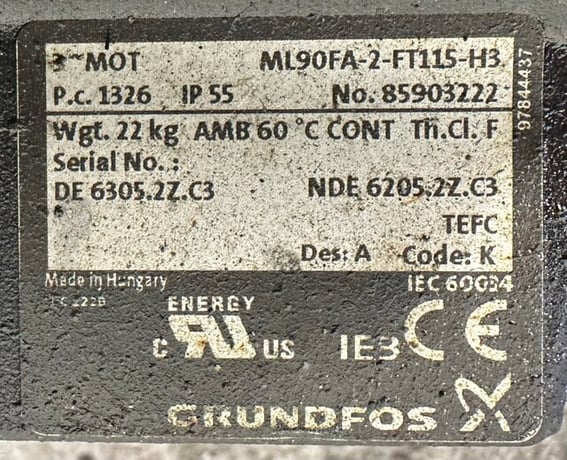 Grundfos #A98443654P11336, Pump w/Motor, 3 HP - Image 5