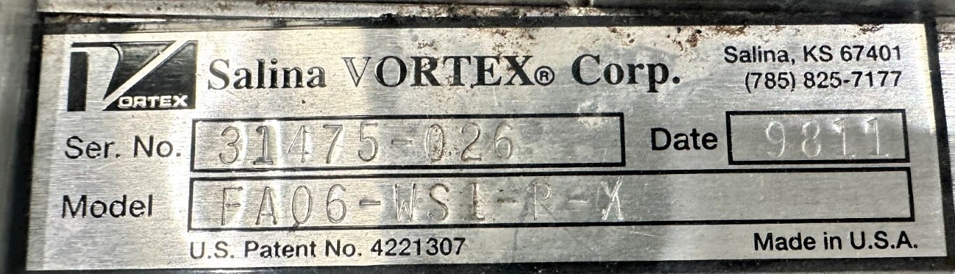 6" Salina Vortex #FA06-WS1-P-X, Knife Gate, Stainless, 4" diameter Pneumatic Conveying Adapter Outlet, 250 psi - Image 6
