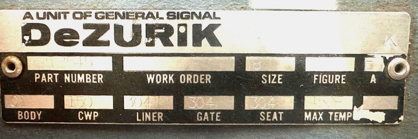 8" DeZurik, Manual Knife Gate, 150 psi CWP, 450 F max. - Image 5