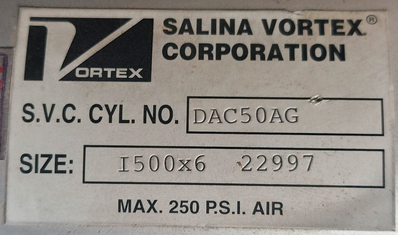Salina Vortex #DAC50AG, Knife Gate Cylinder, 1500 x 6 Size, 250 psi - Image 3