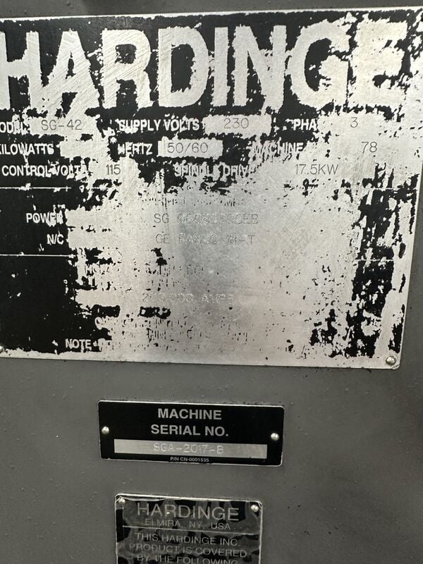 Hardinge #Conquest-T42, CNC lathe, 16" C collet chuck, 12 turret, Fanuc 18T, tailstock, 1995 - Image 6