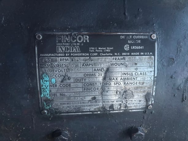 60 HP 1750 RPM Fincor, Frame 366AT, DPFG, 500 VA, 150/300 VF - Image 2
