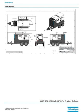 100/125 KW Atlas Copco #QAS125-MVT, diesel trailer generator, John Deere, 4 cyl, T4F, liquid-cooled, sound - Image 5