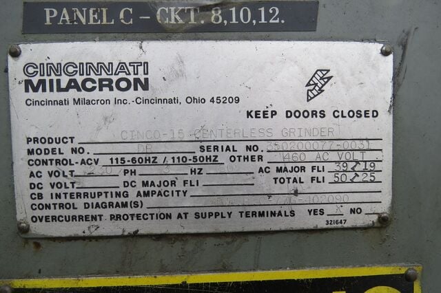 Cincinnati No. 15 Mdl. Cinco-DE, centerless grinder, 4.75" diameter work capacity, 8" Infeed work rest, 24" - Image 6