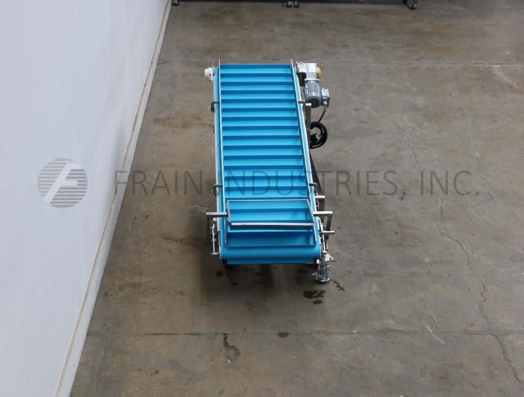 304 Stainless Steel inclined cleated conveyor, 24" wide x 74" long food grade belt - Image 4