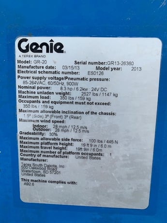 350 lb. Genie Industries #GR-20 Runabout, scissor lift, electric, 20' platform height, 2013 - Image 7