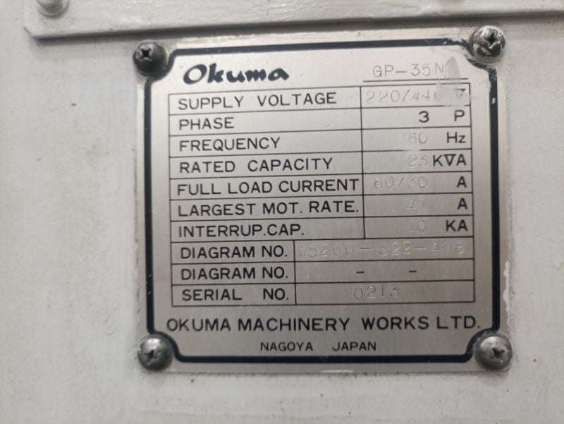 12" x 13.7" Okuma #GP-35N, CNC cylindrical grinder, 2-Axis, 24" x 4.9" x 12" grinding wheel, 8850 SFPM - Image 3