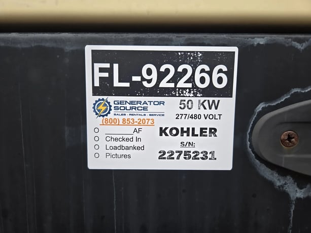 50 KW Kohler, Natural gas industrial generator, 277/480 Volts, 2009 - Image 6