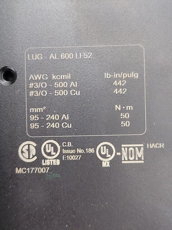 400 Amps, Square D, LGA36600U33X, PowerPact I-Line Circuit Breaker 600 Volts, 3P, 3PH - Image 4