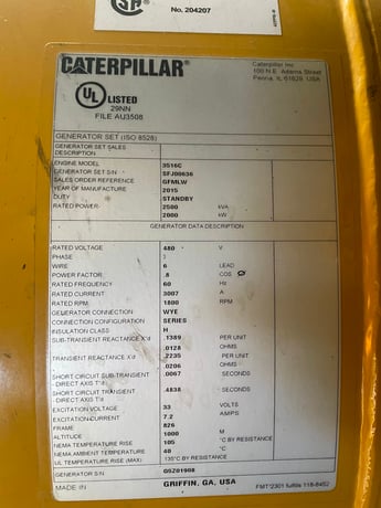 2000 KW Caterpillar #3516C, stationary generator set, diesel, 1800 RPM, 480 Volts, 165 hours, 2015 - Image 10
